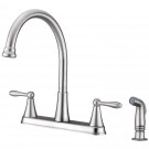UF21143 (Stainless Steel) "Transitional Collection" Two-Handle Kitchen Faucet With Side-Spray