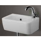AB101 A simple small porcelain wall mounted bathroom sink is sometimes harder to find than you might think. This Alfi brand sink model offers a modern sink design in a compact size and convenient shape. Perfect for upgrading small bathrooms or powder room