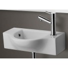 AB105 A simple small porcelain wall mounted bathroom sink is sometimes harder to find than you might think. This Alfi brand sink model offers a modern sink design in a compact size and convenient shape. Perfect for upgrading small bathrooms or powder room