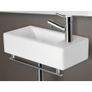 AB108 A simple small porcelain wall mounted bathroom sink is sometimes harder to find than you might think. This Alfi brand sink model offers a modern sink design in a compact size and convenient shape. Perfect for upgrading small bathrooms or powder room
