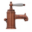 WHI-N21-P-OC Fountainhaus single hole/single lever lavatory faucet with porcelain handle and pop-up waste