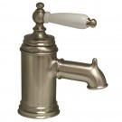 WHI-N21-P-BN Fountainhaus single hole/single lever lavatory faucet with porcelain handle and pop-up waste