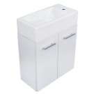 WHI-WH114SCB-WHITE Wall mount double door vanity complete with a white basin