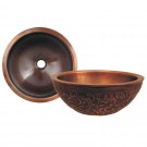WHI-WH1414FLLAV-SMOOTH COPPER Copperhaus round above mount basin with floral design