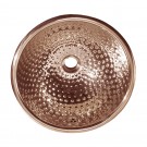WHI-WH602CBM Round Ball Pein Hammered textured drop-in basin with overflow