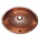 WHI-WH608CBM Oval Ball Pein Hammered textured undermount basin with overflow