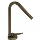 614.443TF-P Blairhaus Truman deck mount tub filler set with smooth arcing spout, hexagon-shaped cross handles, smooth escutcheons, hand held shower with white accents and built in diverter
