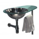 WHI-WHAQUA-R New Generation AQUA laminated matte glass counter top with polished stainless steel drop-in basin on right side