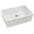 WHI-WHB2620-WHITE Basichaus non reversible fireclay sink with decorative 2" lip and a 3 1/2 inch center drain