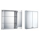 WHI-WHCAR-42 Double two sided mirrored door medicine cabinet with two adjustable glass shelves and mirror faced back wall.