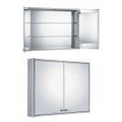 WHI-WHCAR-48 Double two sided mirrored door medicine cabinet with two adjustable glass shelves and mirror faced back wall.