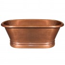 WHI-WHCT-1002-OCH Handmade double ended freestanding copper athtub with smooth exterior, hammered interior and no overflow