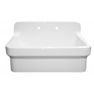 WHI-WHCW3022-8-WHITE Countryhaus vitreous china wall mount or drop-in utility sink with a high backsplash