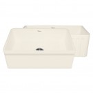 WHI-WHFLAL3018-BISCUIT Quatro Alcove reversible fireclay sink with a decorative 2 1/2" lip on one side and a fluted front apron on the opposite side