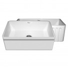 WHI-WHFLAL3018-WHITE Quatro Alcove reversible fireclay sink with a decorative 2 1/2" lip on one side and a fluted front apron on the opposite side