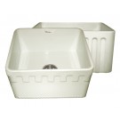 WHI-WHFLATN2018-BISCUIT Reversible series fireclay sink with an Athinahaus front apron one side and fluted front apron on opposite side