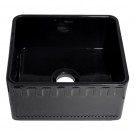 WHI-WHFLATN2018-BLACK Reversible series fireclay sink with an Athinahaus front apron one side and fluted front apron on opposite side