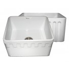 WHI-WHFLATN2018-WHITE Reversible series fireclay sink with an Athinahaus front apron one side and fluted front apron on opposite side