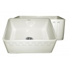 WHI-WHFLATN2418-BISCUIT Reversible series fireclay sink with an Athinahaus front apron one side and fluted front apron on opposite side
