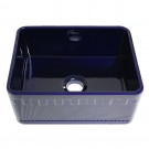 WHI-WHFLATN2418-BLUE Reversible series fireclay sink with an Athinahaus front apron one side and fluted front apron on opposite side