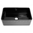 WHI-WHFLATN3018-BLACK Reversible series fireclay sink with an Athinahaus front apron one side and fluted front apron on opposite side