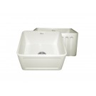 WHI-WHFLCON2018-BISCUIT Reversible series fireclay sink with Concave front apron one side and fluted front apron on other