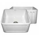 WHI-WHFLCON2018-WHITE Reversible series fireclay sink with Concave front apron one side and fluted front apron on other