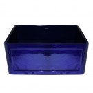 WHI-WHFLCON2418-BLUE Reversible series fireclay sink with Concave front apron one side and fluted front apron on other