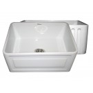 WHI-WHFLCON2418-WHITE Reversible series fireclay sink with Concave front apron one side and fluted front apron on other