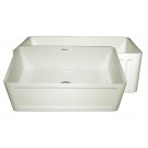 WHI-WHFLCON3018-BISCUIT Reversible series fireclay sink with Concave front apron one side and fluted front apron on other