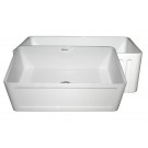 WHI-WHFLCON3018-WHITE Reversible series fireclay sink with Concave front apron one side and fluted front apron on other