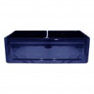 WHI-WHFLCON3318-BLUE Reversible series double bowl fireclay sink with Concave front apron one side and fluted front apron on other