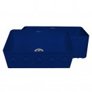 WHI-WHFLDI3018-BLUE Diamondhaus Reversible Series fireclay sink with a diamon design front apron on one side, and a fluted front apron on the opposite side