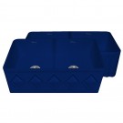 WHI-WHFLDI3318-BLUE Diamondhaus Reversible Series double bowl fireclay sink with a diamon design front apron on one side, and a fluted front apron on the opposite side
