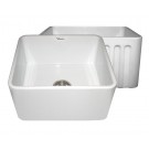 WHI-WHFLPLN2018-WHITE Reversible series fireclay sink with smooth front apron one side and fluted front apron on opposite side