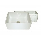 WHI-WHFLPLN2418-BISCUIT Reversible series fireclay sink with smooth front apron one side and fluted front apron on opposite side