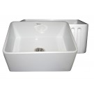 WHI-WHFLPLN2418-WHITE Reversible series fireclay sink with smooth front apron one side and fluted front apron on opposite side