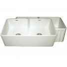 WHI-WHFLPLN3318-BISCUIT Reversible series fireclay sink with smooth front apron one side and fluted front apron on opposite side