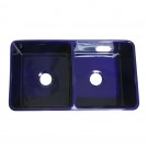 WHI-WHFLPLN3318-BLUE Reversible series fireclay sink with smooth front apron one side and fluted front apron on opposite side