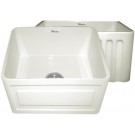 WHI-WHFLRPL2018-BISCUIT Reversible series fireclay sink with Raised Panel front apron on one side and fluted front apron on other