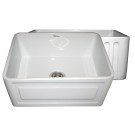 WHI-WHFLRPL2418-WHITE Reversible series fireclay sink with Raised Panel front apron on one side and fluted front apron on other