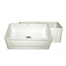 WHI-WHFLRPL3018-BISCUIT Reversible series fireclay sink with Raised Panel front apron on one side and fluted front apron on other