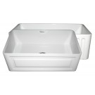 WHI-WHFLRPL3018-WHITE Reversible series fireclay sink with Raised Panel front apron on one side and fluted front apron on other