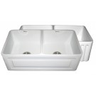 WHI-WHFLRPL3318-WHITE Reversible series fireclay sink with Raised Panel front apron on one side and fluted front apron on other