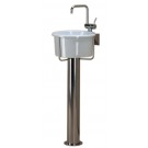 WHI-WHHOOK New Generation HOOK - freestanding unit composed of tubular polished stainless steel stand with three arm supports and ceramic basin - independent single hole faucet ledge included