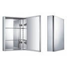 WHI-WHKAL Vertical wall mount medicine cabinet with mirrored door, two adjustable glass shelves, and mirror faced back wall.