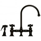 WHI-WHKBCR3-9101-ORB Vintage III bridge faucet with long gooseneck swivel spout, cross handles and solid brass side spray