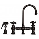 WHI-WHKBCR3-9106-ORB Vintage III entertainment/prep bridge faucet with short gooseneck swivel spout, cross handles and solid brass side spray