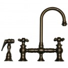WHI-WHKBCR3-9106-P Vintage III entertainment/prep bridge faucet with short gooseneck swivel spout, cross handles and solid brass side spray