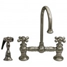WHI-WHKBCR3-9106-C Vintage III entertainment/prep bridge faucet with short gooseneck swivel spout, cross handles and solid brass side spray